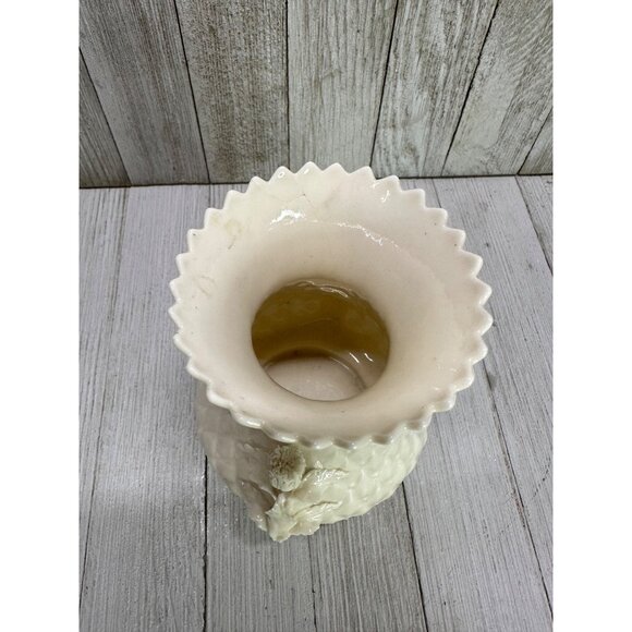 Vtg Belleek Irish Porcelain Thistle Vase 5th Green Mark MCM #0857 See Details - Picture 5 of 13